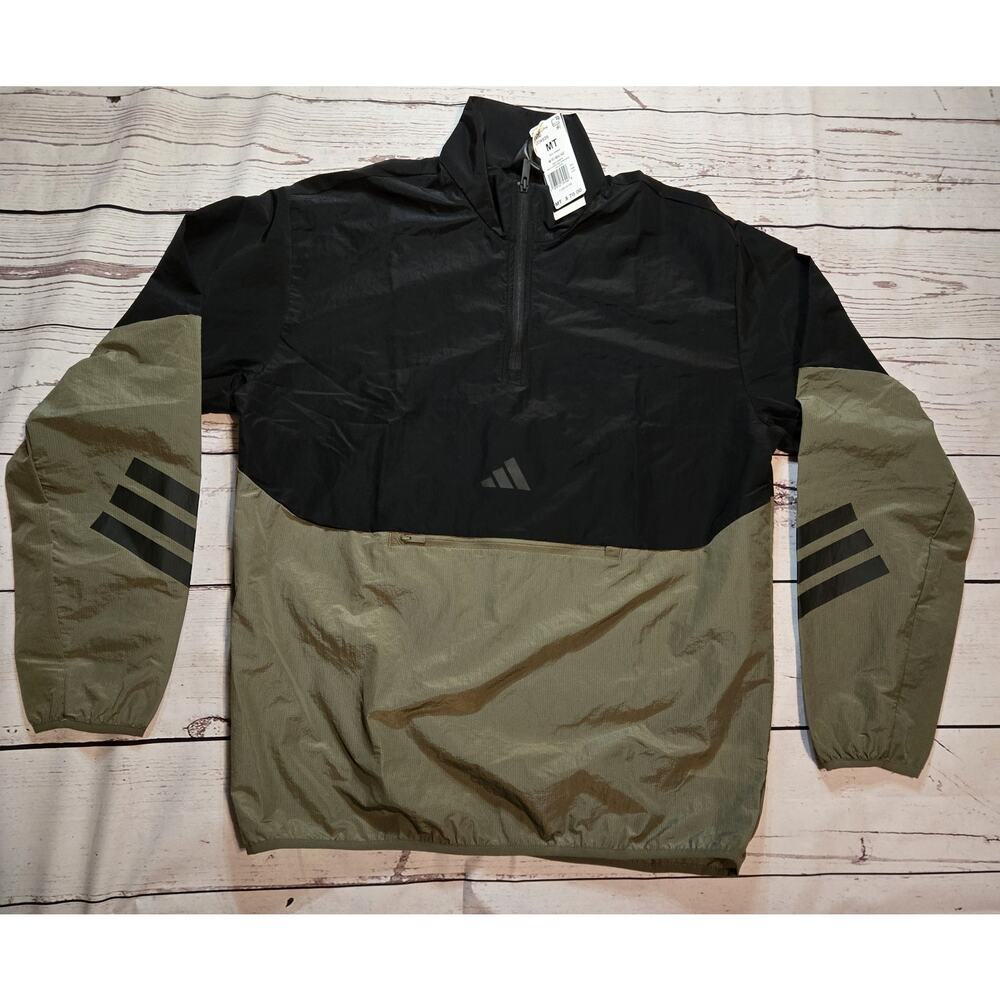Adidas Men's Future Icons 3Stripes Woven HalfZip Sweatshirt Olive Strata MedTall